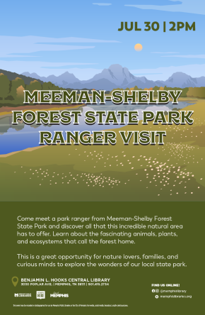 Flyer for Meeman Shelby Forest State Park Ranger Visit