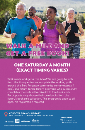 Flyer for Walk A Milke And Get a Free Book