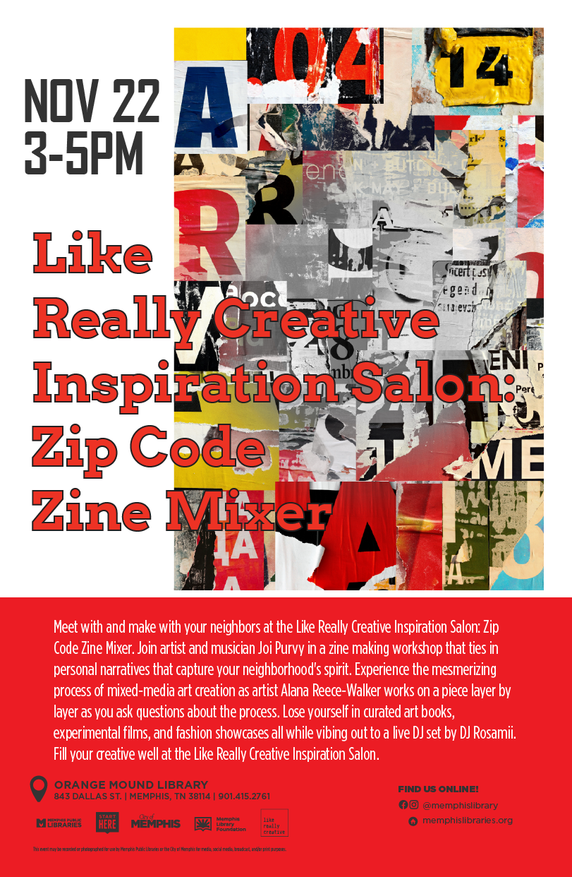 Flyer for Like Really Creative Inspiration Salon: Zip Code Zine Mixer