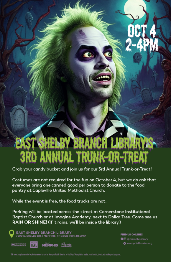 East Shelby Branch Library's 3rd Annual Trunk-Or-Treat Flyer