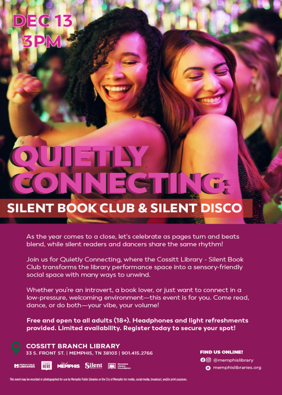 Flyer for Silent Book Club & Silent Disco