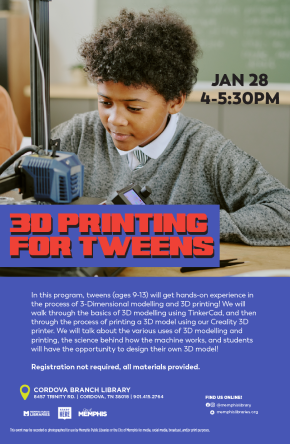 Flyer for 3D Printing for Tweens
