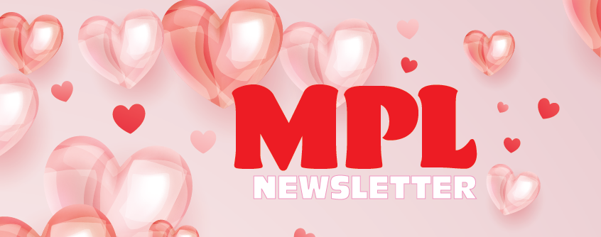 This is a header for the newsletter showing various people using the library along with the libraries logo.