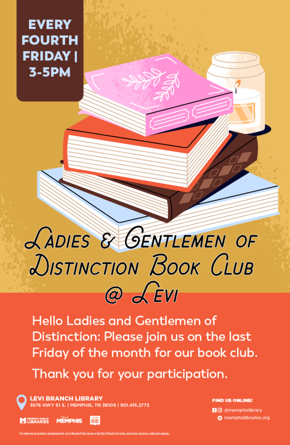 Flyer for Ladies and Gentlemen of Distinction Book Club @ Levi