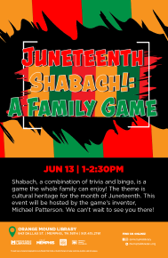 Flyer for Juneteenth Shabach: A Family Game