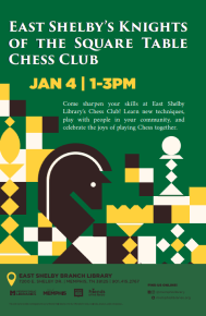 Flyer for East Shelby's Knights of the Square table Chess Club