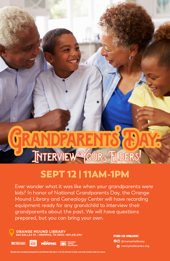 Flyer for Grandparents' Day: Interview Your Elders!